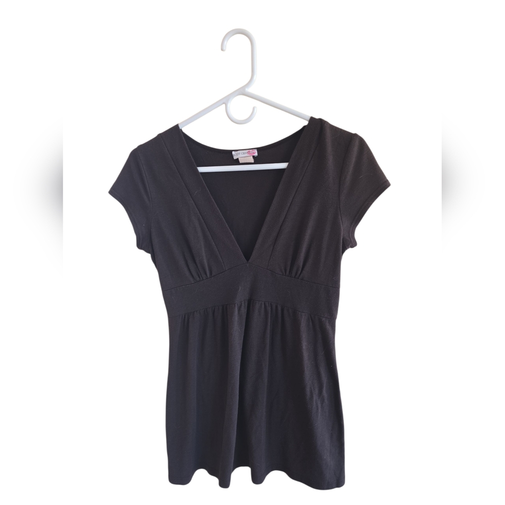 Brown Cotton V-Neck Women's Top